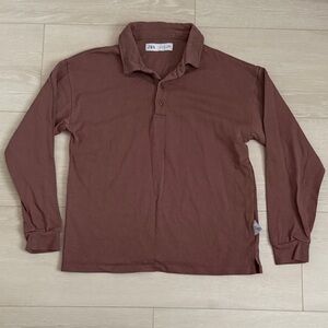 3/$10 Zara Kids Long Sleeve Polo Shirt in Rich Brown